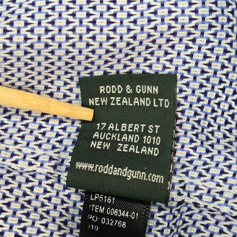Rodd & Gunn L Italian‎ Cotton Shirt Blue White Geometric Microprint Sports Fit - Picture 10 of 14